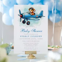 Vintage Airplane Puppy Pilot  Boy Baby Shower Invitation
