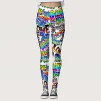 Graffiti Art Leggings, White and Colorful! Leggings