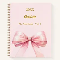 Pink bow elegant notebook
