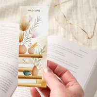 Cozy Boho Bookshelf Decor Neutral Personalized Bookmarks