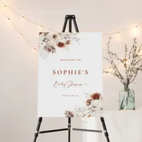 Floral Boho Pampas Baby Shower Welcome Sign