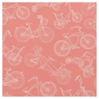 Vintage Coral Bicycle Pattern Fabric