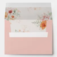 Blush Pink and Peach Floral Wedding Invitation  Envelope