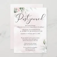Postponed Wedding Watercolor Pale Blush Pink Invitation