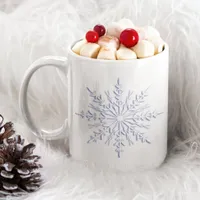 Blue Winter Snowflakes on White Large Coffee Mug