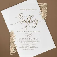 Pampas Grass Earthy Exotic Calligraphy Wedding Acrylic Invitations