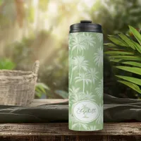 Hawaiian Palm Tree Silhouette Pattern Green ID1093 Thermal Tumbler