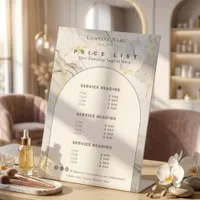 Modern White Gold Agate Beauty Service Price List Pedestal Sign