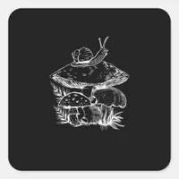 Cottagecore Aesthetic Mushroom Snail Fungi Goblinc Square Sticker