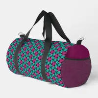 Aqua Pink Modern Weave Pattern Duffle Bag