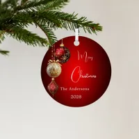 Red gold baubles classic Christmas Metal Ornament