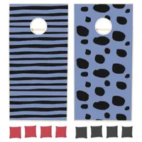 Custom Blue and Black Monogrammed Cornhole Game