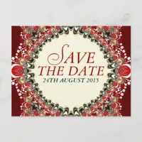 Red Exotic Batik Lace Save the Date Postcard