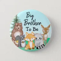 Big Brother To Be | Woodland Creatures Baby Shower Button