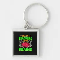 Math Teachers Brains Skeleton Hand Heart Halloween Keychain