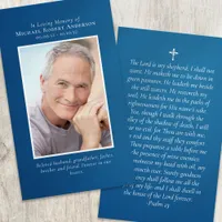 Blue Photo Memorial Prayer Card