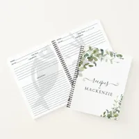 Elegant Watercolor Eucalyptus Botanical Recipe Notebook