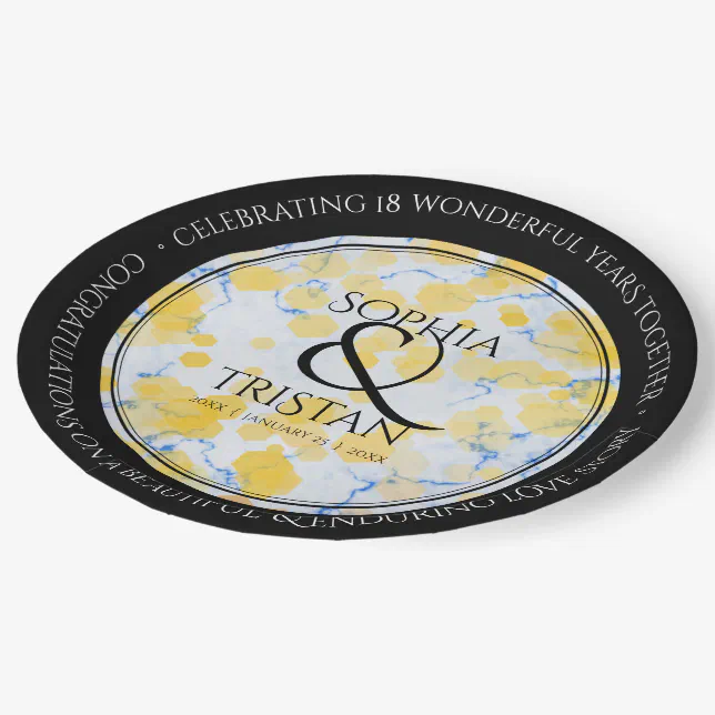 Elegant 18th Porcelain Wedding Anniversary Paper Plates