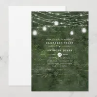 Rustic Woodland Green and Gold Calligraphy Wedding Invitation
