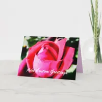 Pink Rose w/ Custom Text Greeting Card