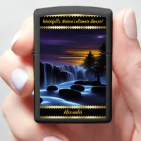 Enchanting night waterfalls with a personal touch zippo lighter