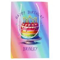 Rainbow Cake Happy Birthday Medium Gift Bag