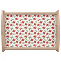 Minimalist Watercolor Botanical Poinsettia  Serving Tray