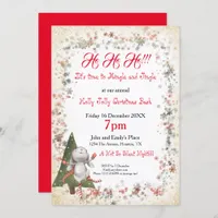 Fun Christmas Party Cute Bunny Tree Star Snowflake Invitation