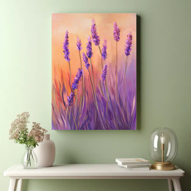 Watercolor Lavender Field Canvas Print