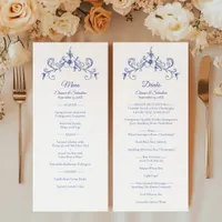 Elegant Vintage Romance Blue Food and Drinks Menu