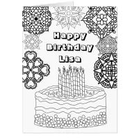 Huge Happy Birthday Adult Coloring  Card