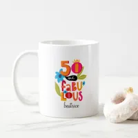 50 and Fabulous 50th Birthday Whimsical Lettering Coffee Mug