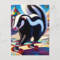 Skateboarding Skunk Postcard