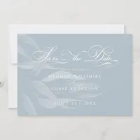 Modern White Foliage on Dusty Blue