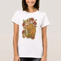 Beautiful Cat and Poppy Flowers T-Shirt