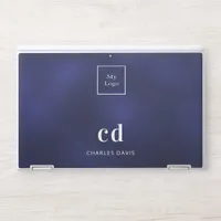Navy blue white name initails business logo HP laptop skin