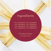 Product ingredient listing burgundy business label