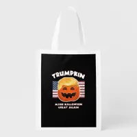 Trumpkin Funny Pumpkin Pie Pun Usa Liberals Hallow Grocery Bag