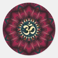 Red Geometry Golden Aum Spiritual Art Sticker