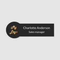 Black white business empoyee logo name tag