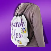 Thank You with Pansies | Drawstring Bag