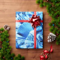 Blue Ice Rose Photo Edit Wrapping Paper