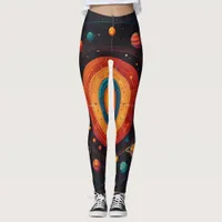 Vibrant Solar System Leggings for Girls