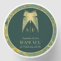 Art Deco Butterfly Green Gold "Thank You" Wedding Mini Candle Favors