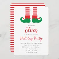 Cute Elf Christmas Party Invitation