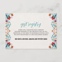 Mexican Fiesta Colorful Botanical Floral Wedding Enclosure Card