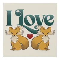 I Love Foxes Cute Heart Faux Canvas Print
