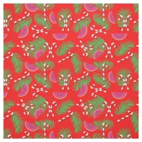 Christmas in July Tropical Candy Canes Pattern Fabric