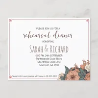 Elegant Floral Rehearsal Dinner Invitation Postcard