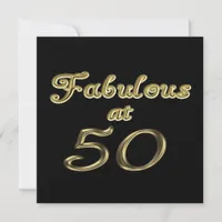 Fifty Years Fabulous at 50 Gold Typography Age 50 Invitation